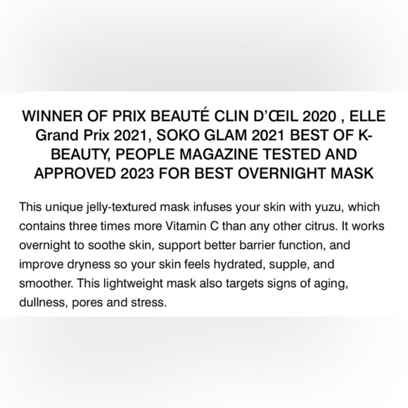 NIB Yuzu Vitamin C Sleep Mask Full Size - Picture 4 of 9